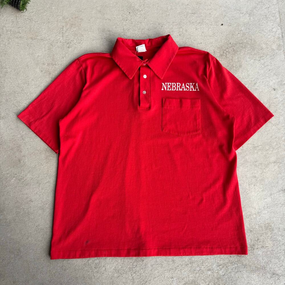 90S NEBRASKA HARTWELL POCKET POLO L